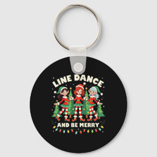 Line Dance And Be Merry Xmas Cute Elf Dancers Cost Key Ring