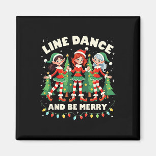 Line Dance And Be Merry Xmas Cute Elf Dancers Cost Magnet