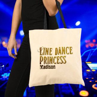 Line dance princess gold name tote bag