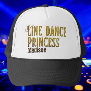 Line dance princess gold name trucker hat