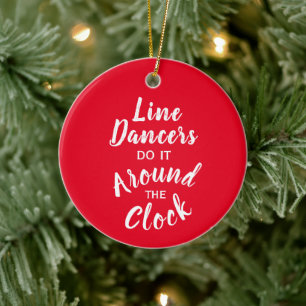 Line Dancer Gift Custom Message Color Christmas Ceramic Tree Decoration