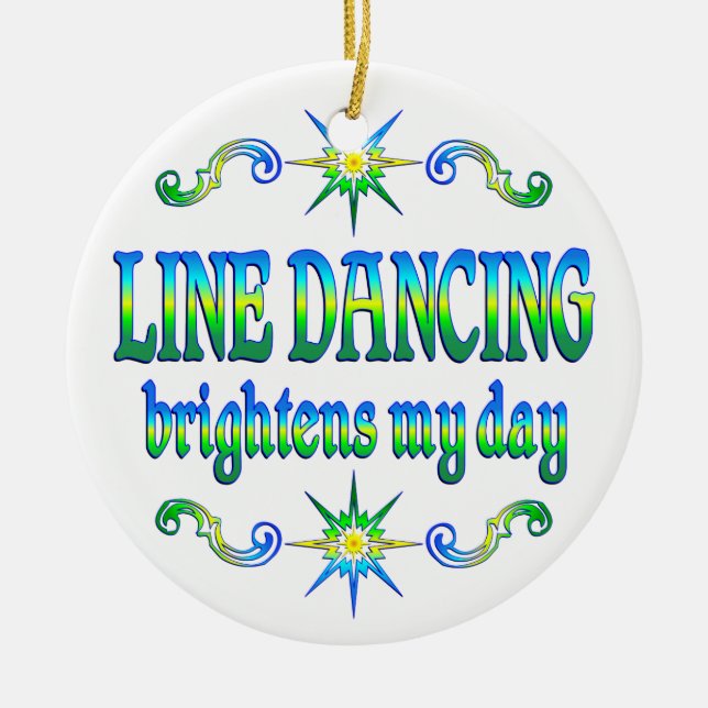 Line Dancing Brightens Ceramic Tree Decoration (Front)