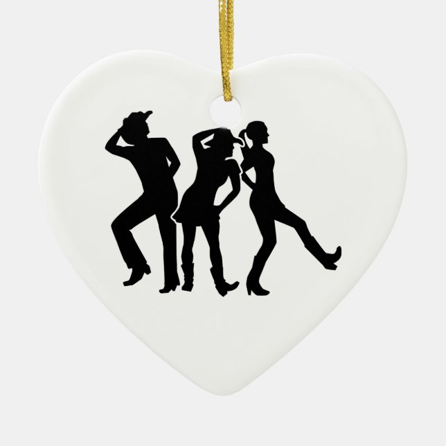 Line dancing ceramic tree decoration (Front)