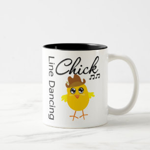 Line Dancing Chick Two-Tone Coffee Mug