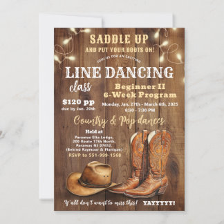 Line Dancing Class Flyer, Country Dance Program Ad Invitation