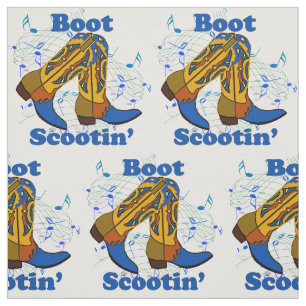 Line Dancing Country Dance Cowboy Boot Scootin" Fabric