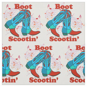 Line Dancing Country Dance Cowboy Boot Scootin" Fabric