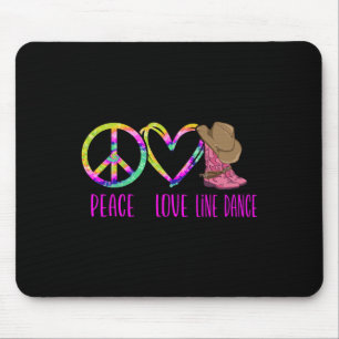 Line Dancing Dance Teacher Tie Dye Peace Love Line Mouse Pad