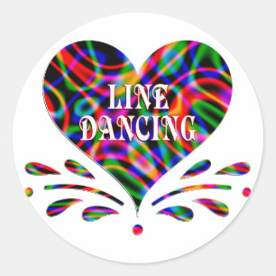 Line Dancing Fun Heart Classic Round Sticker