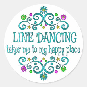 Line Dancing Happy Place Classic Round Sticker