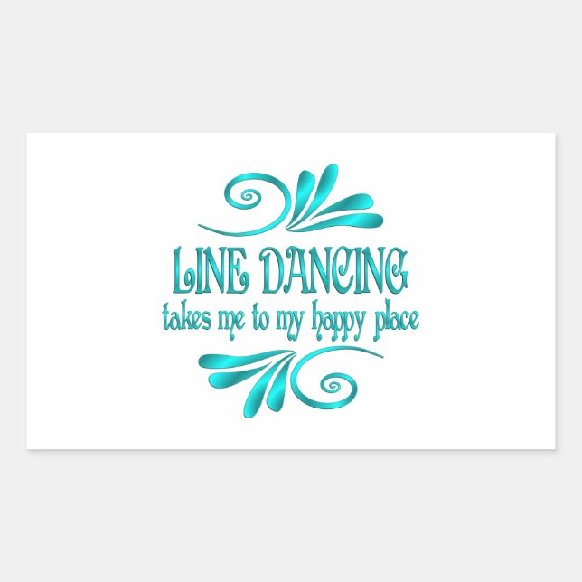Line Dancing Happy Place Rectangular Sticker (Front)