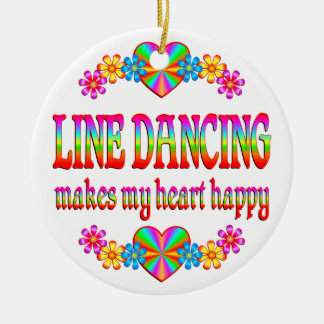 Line Dancing Heart Happy Ceramic Tree Decoration