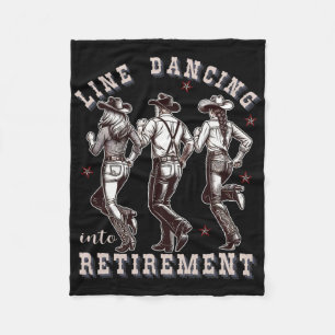 Line Dancing Into Retirement Western Cowboy Cowgir Fleece Blanket