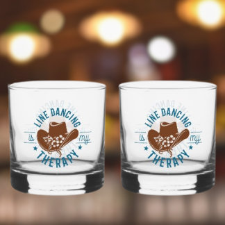 Line Dancing Is My Therapy Funny Dance  Whiskey Glass