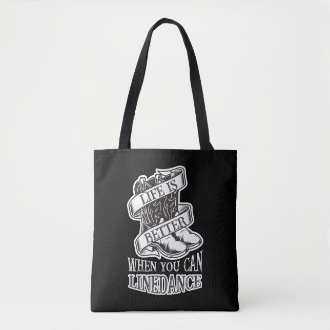 Line Dancing Life Funny Country Line Dancer Boots Tote Bag (Front)