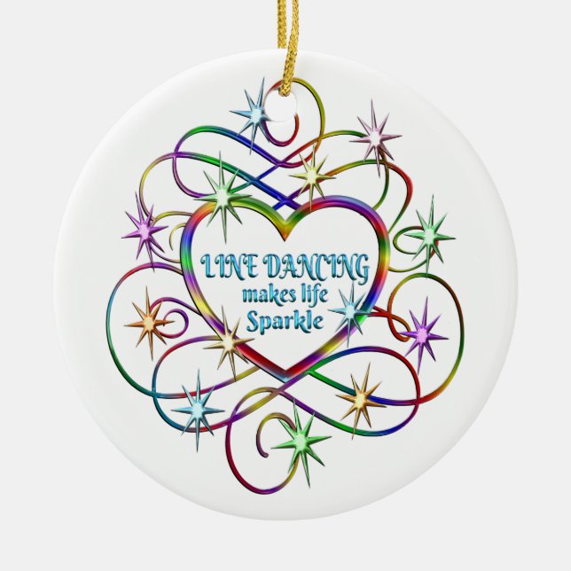 Line Dancing Makes Life Sparkle Ceramic Tree Decoration (Front)