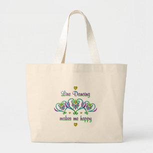 Line Dancing Makes Me Happy Large Tote Bag