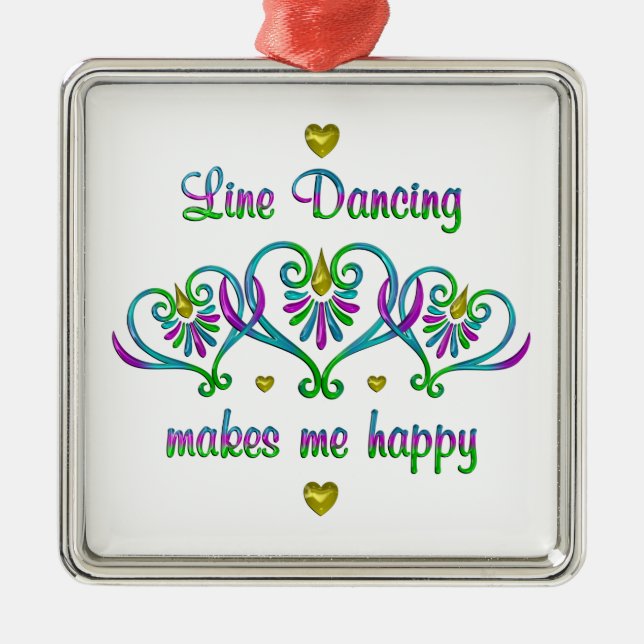 Line Dancing Makes Me Happy Metal Tree Decoration (Front)