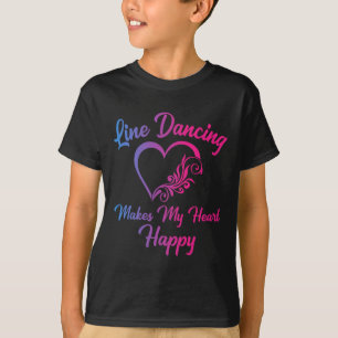 Line Dancing Makes My Heart Happy Country Dancer D T-Shirt
