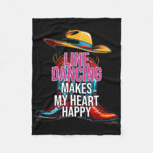 Line Dancing Makes My Heart Happy Country Western  Fleece Blanket