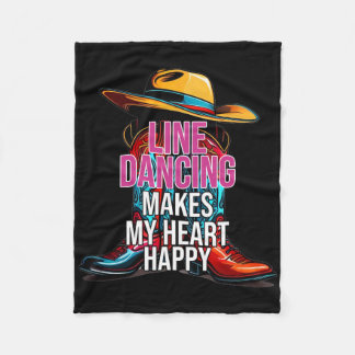 Line Dancing Makes My Heart Happy Country Western  Fleece Blanket