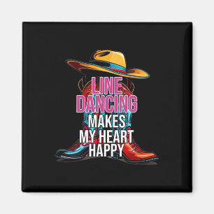 Line Dancing Makes My Heart Happy Country Western Magnet
