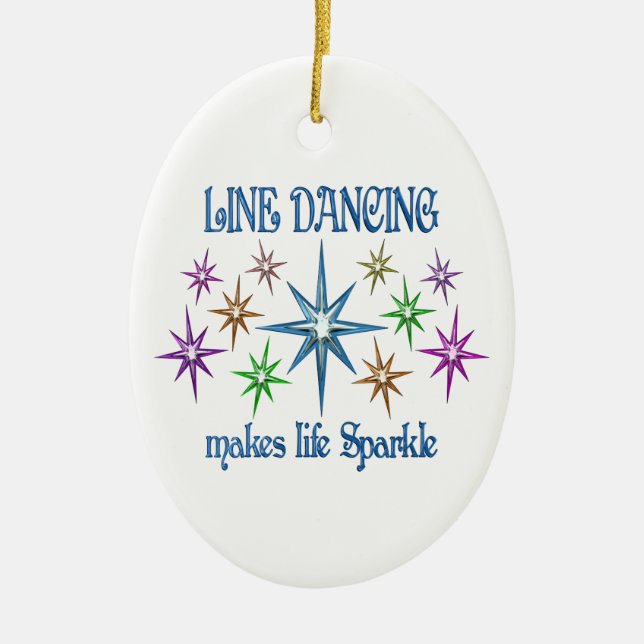 Line Dancing Sparkles Ceramic Tree Decoration (Front)