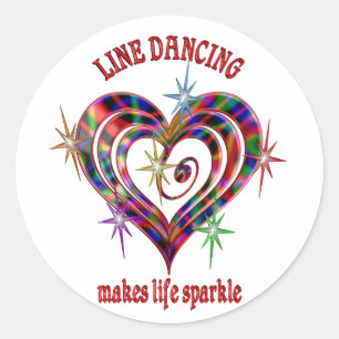 Line Dancing Sparkles Classic Round Sticker