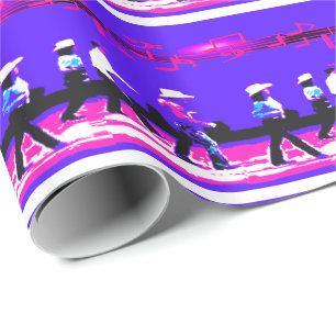 Line Dancing Western Group Blue, Black Pink Wrapping Paper