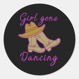 Line Dancing Women Cowgirl Yeehaw Line Dance  Classic Round Sticker