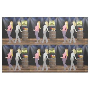 Line Dancing Women With Caution Sign 9" Square Fabric