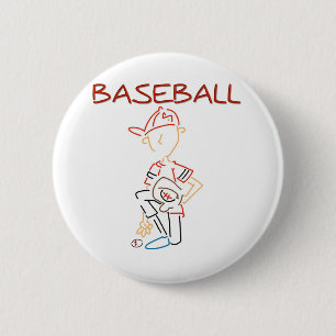 Line Drawing Baseball 6 Cm Round Badge
