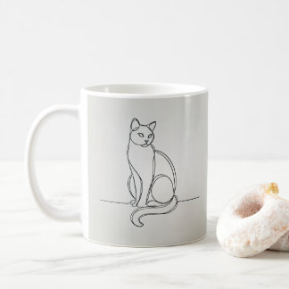 line-drawing cat coffee mug