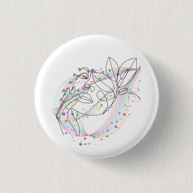 Line drawing face design simple arty design  3 cm round badge (Front)