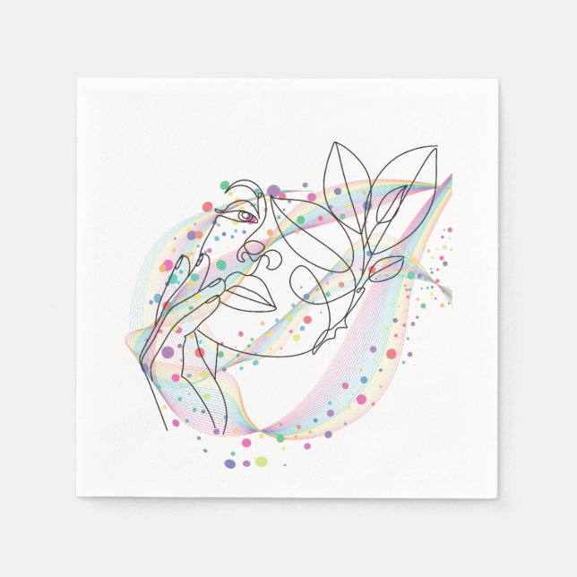 Line drawing face design simple arty design  napkin (Front)