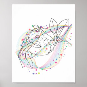 Line drawing face design simple arty design poster