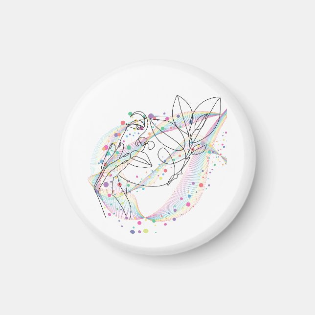 Line drawing face magnet simple arty design  (Front)
