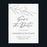Line Drawing Foliage Leaf Save the Date Postcard<br><div class="desc">Designed to coordinate with our Line Art Foliage Collection, this customizable matching save the date invitation postcard features elegant line drawing of foliage leaves with a classic font. This is a minimalist and modern wedding suite. For more advanced customization of this design, e.g. changing layout, font or text size please...</div>