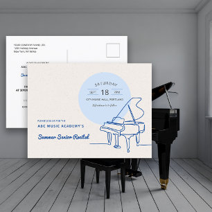 Line Drawing Grand Piano Recital Save the Date Postcard