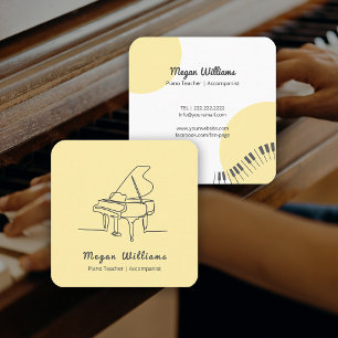 Line Drawing Grand Piano Teacher Music Lesson Square Business Card