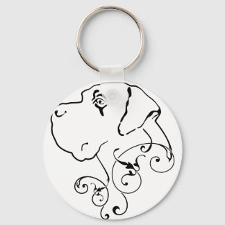 Line Drawing Great Dane Head Key Ring