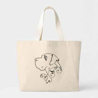 Line Drawing Great Dane Head Large Tote Bag