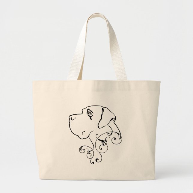 Line Drawing Great Dane Head Large Tote Bag (Front)