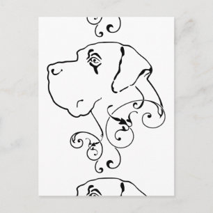 Line Drawing Great Dane Head Postcard
