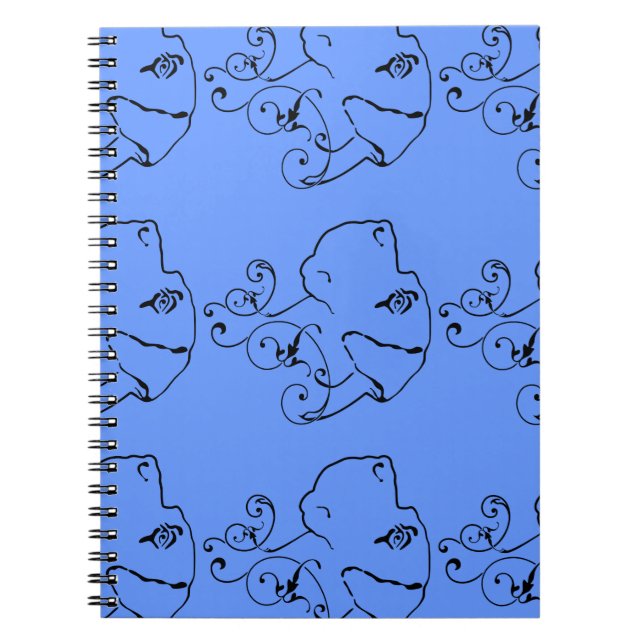 Line Drawing Great Dane Head Spiral Notebook (Front)