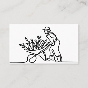 line drawing of a farmer or gardener business card