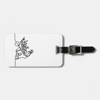 line drawing of a farmer or gardener luggage tag