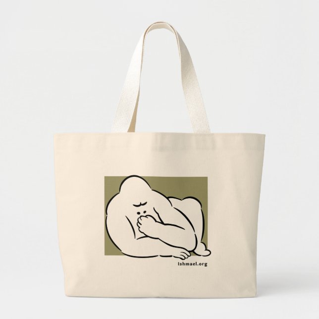 Line drawing of Ishmael. Large Tote Bag (Front)
