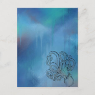 Line Drawing Realism Octopus Postcard