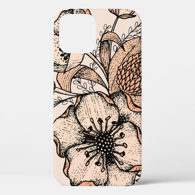 Line drawing seamless pattern. Light colours. Vint Case-Mate iPhone Case (Back)